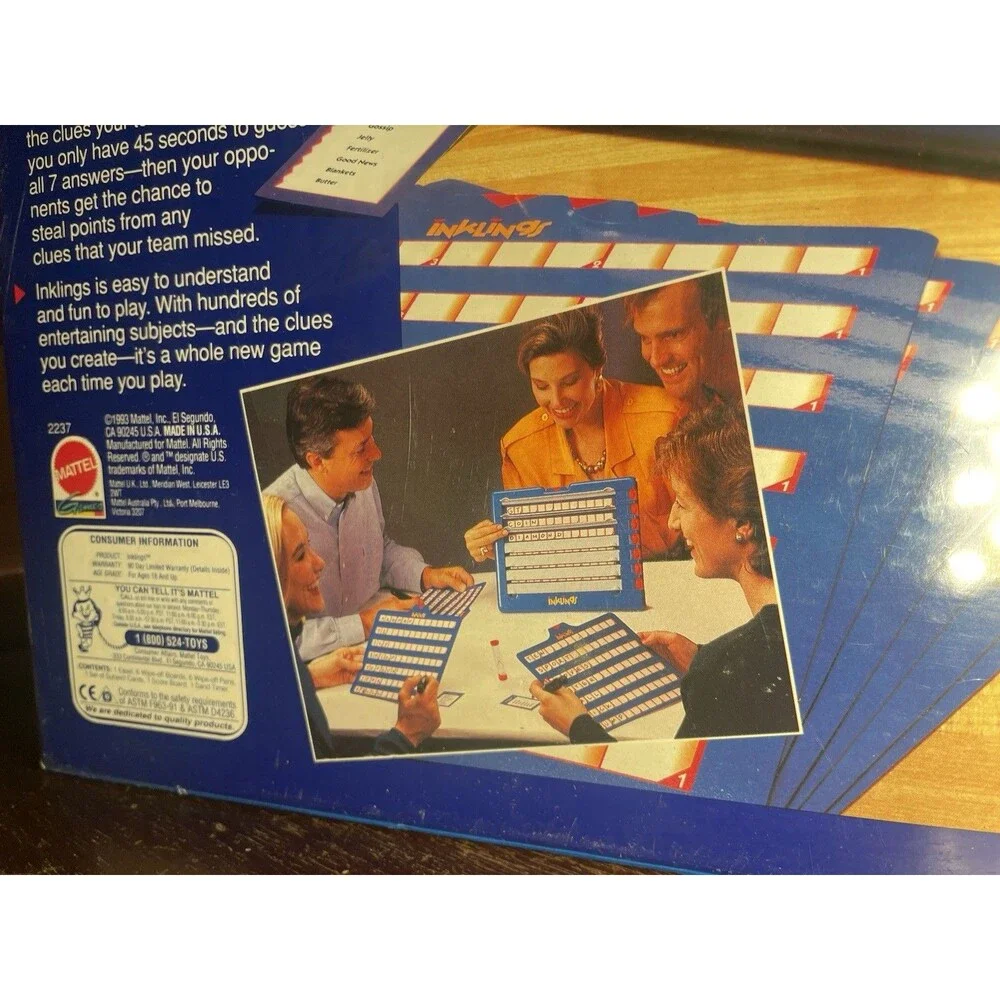 Inklings The Game of Little Hints Vintage 1993 Mattel Made in the USA. Brand New